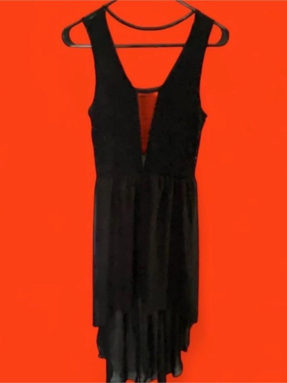 Black Lace-Inset Midi Dress Like New